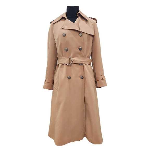 VINTAGE 70s ASTOR ONE Wool Blend Lined Trench Coat, Camel Tan,Women's 12 - Picture 1 of 10